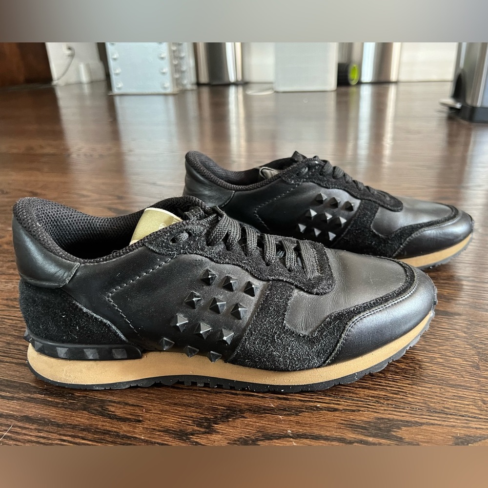 Valentino Rockrunner Black Leather Suede Mens 8 US 41